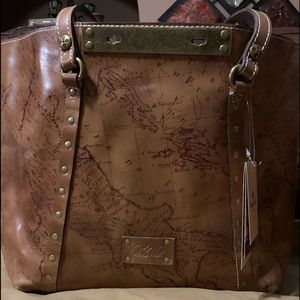 New Leather Patricia Nash Benvenuto World Map Bag